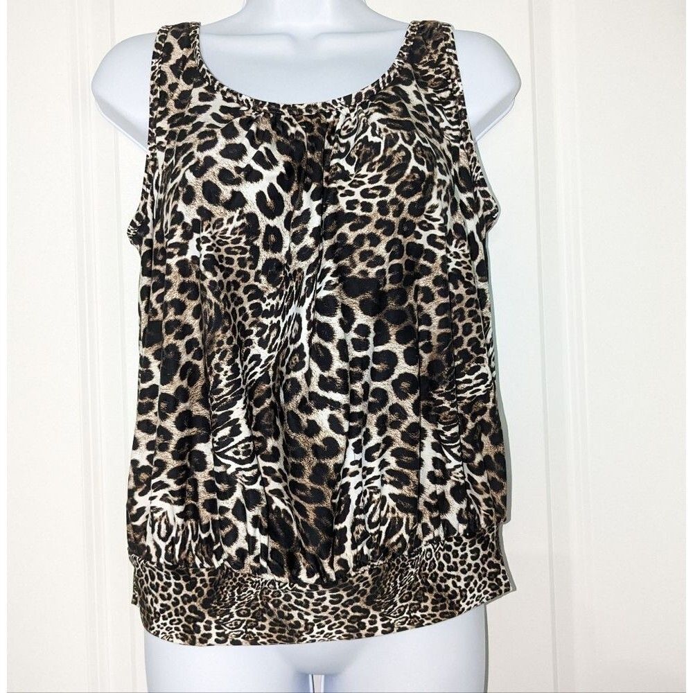 Sea Level Swim Wildside Blouson Tank MultiFit Singlet Leopard Print Size US8 NWT